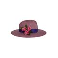 Gladys Tamez - Double-faced pink felt velour hat with purple grosgrain band