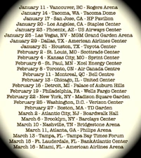 The North America first installment dates of the tour as revealed on September 5, 2012.