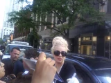 Platinum-blonde high bun