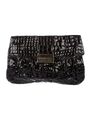 Giuseppe Zanotti - Crocodile embossed patent leather large clutch with gold-tone hardware