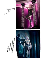 "Gaga Kitty", "Me + Dada styled the shoot. Made giant kitty dress inspired by Jean de Castelbajac" (© 2009 Markus Klinko & Indrani)