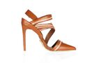 Daniele Michetti - Brown pointed-toe leather sandal with ikat print