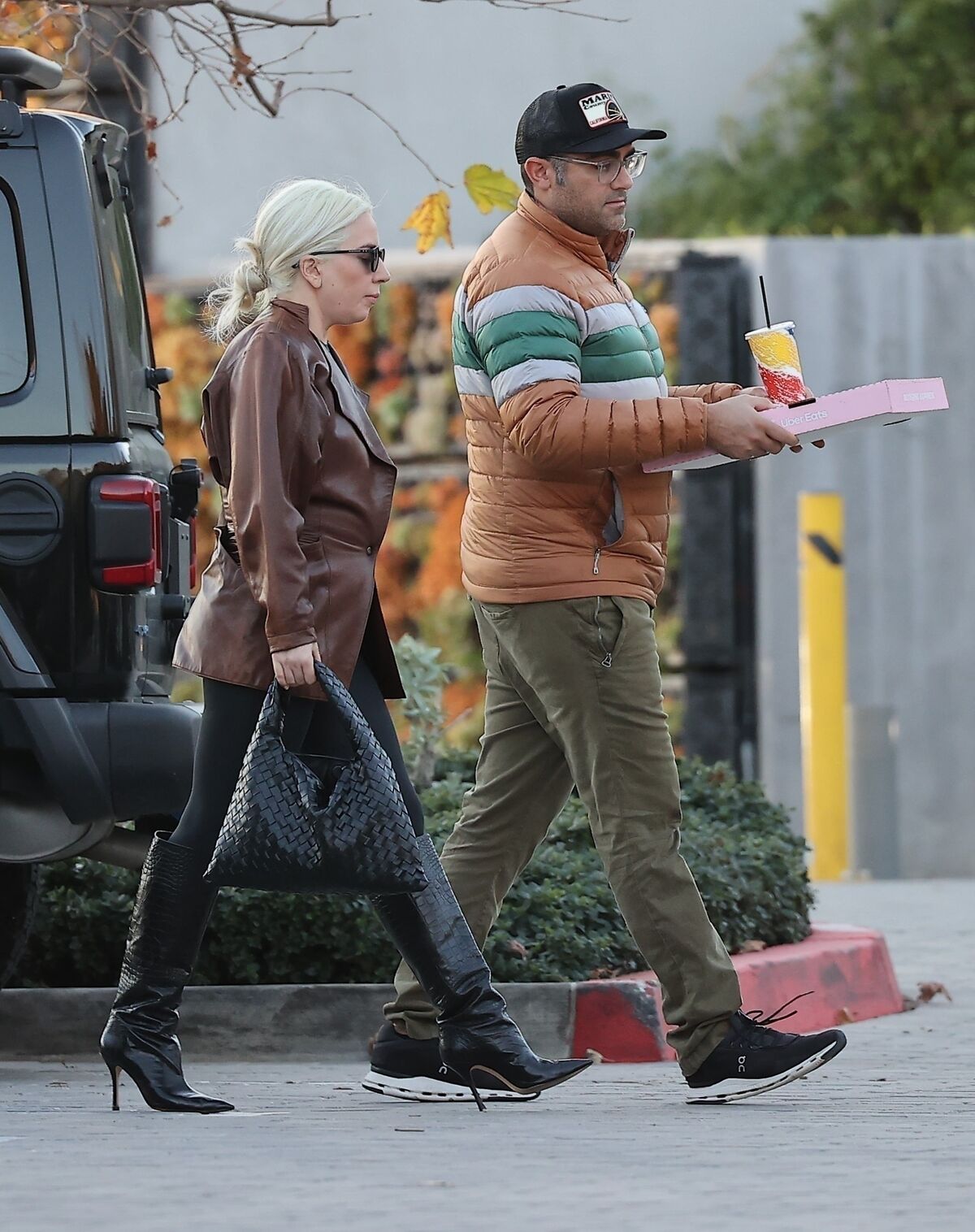 Lady Gaga Wears a Blazer and Platform Boots in Malibu