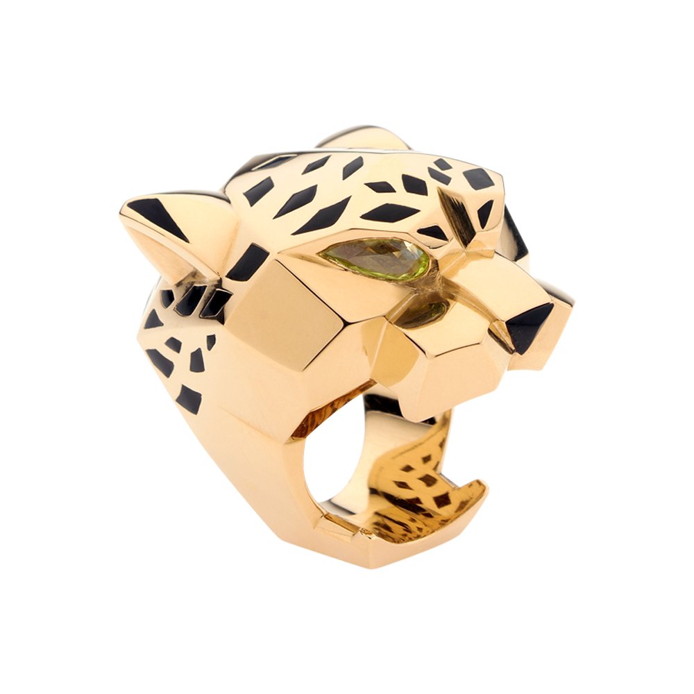 Cartier Panther Panthere Peridot Onyx Lacquer Yellow Gold Large