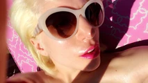 Platinum blonde short bun