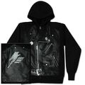 3"Leather jacket zip" print hoodie