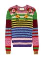 Gucci - Appliqued striped wool-cashmere blend sweater