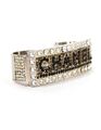 Chanel - Black crystal and silver double knuckle ring sz 7