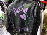 Lady Gaga's autograph on the leather jacket