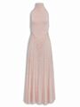 Alaïa - SS2024RTWC nude sleeveless turtleneck maxi shiny flare dress