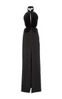 Brandon Maxwell - Halter velvet-bodice keyhole-front crepe evening gown