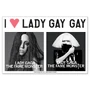 Temporary tattoo sheet features Lady Gaga The Fame Monster cover art, as well as "I Heart Lady Gay Gay" tattoos.