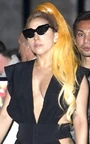 Orange Born This Way Ball wig side-swept ponytail