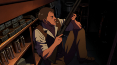 Bao taking cover during the first cartel shootout