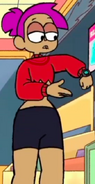 Enid wearing a sweater and watch in "Super Black Friday".