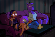 Enid and Her Parents Watching Movie Drawing SB