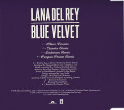 ★ Lana Del Rey \"Blue Velvet\" レコード 12\" Lana Del Rey – Blue Velvet – Vinyl (7
