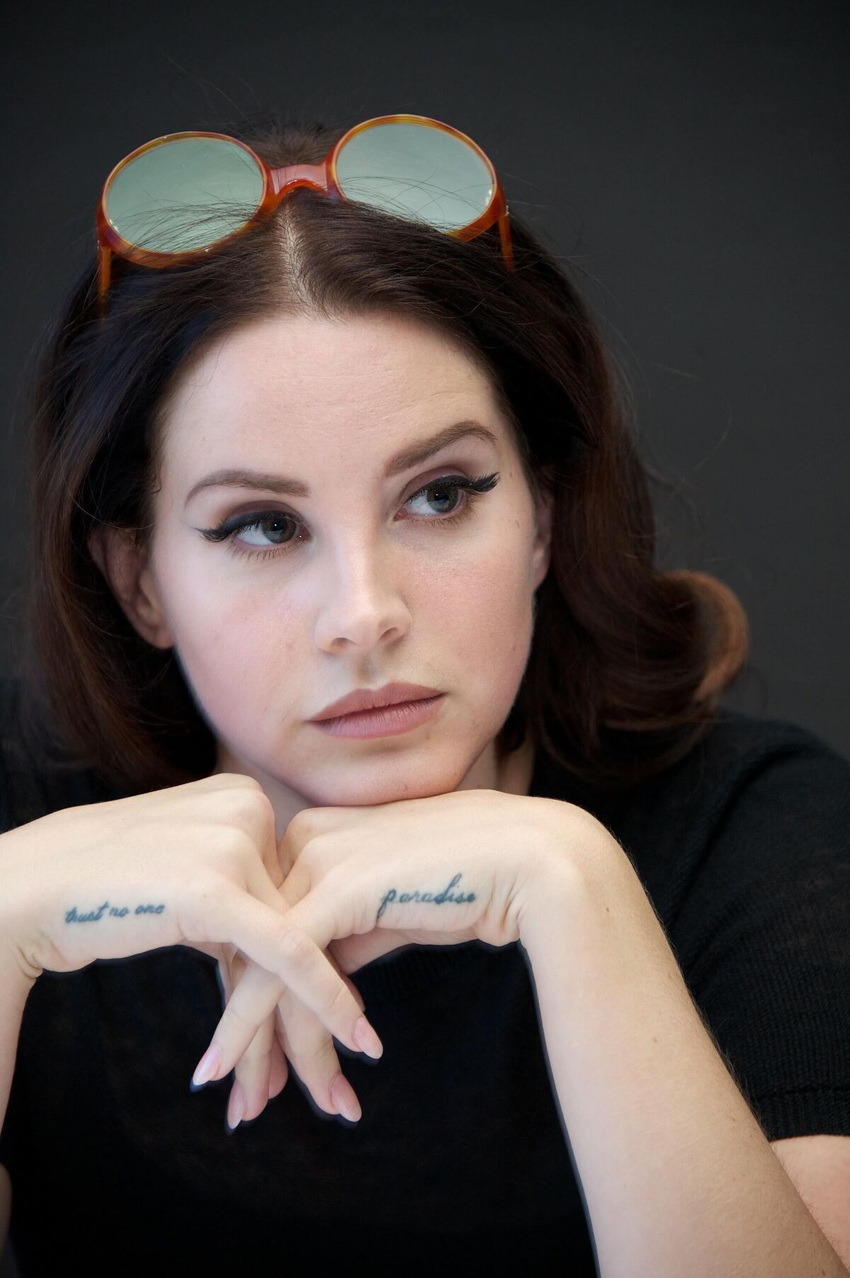 Sketch work Lana Del Rey portrait tattoo on the inner