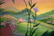 A herd of Triceratops, in the original The Land Before Time movie (1988).