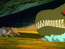 Cera remarks the sharptooth's bad breath