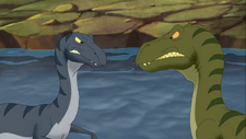 Screech and Thud looking at eachother