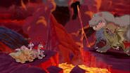 Red Claw, Screech and Thud in the opening sequence, fleeing amidst a volcanic earthquake