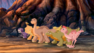 Littlefoot and his friends head back to the Great Valley after saving Bron