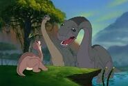 Grandpa telling Littlefoot to be careful of Pterano