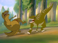 Mama is tail-whipped by the Plated Sharptooth