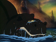 Ducky on Sharptooth's snout