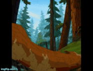 The sharptooth crushes a log during his pursuit