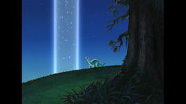 A less bright pillar of light in the remastered version