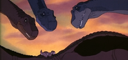 Littlefoot's Grandparents and his Mother watches him sleep at THE FIRST FILM