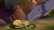 Sharptooth mother greets first baby that hatched