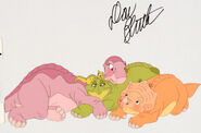 The Land Before Time Littlefoot, Cera, Spike, and Ducky Production Cel