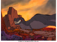 Cel of Sharptooth ramming into a rock