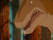 The Allosaurus drools on Cera