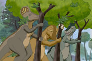 Corythosaurus, Maiasaura and Lambeosaurus in the television series episode, "The Amazing Threehorn Girl".