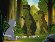 Papa Sharptooth picking up the scent of Littlefoot