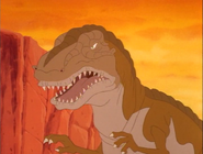 The third instance of the three-fingered sharptooth, with a rougher head and no pupils as well