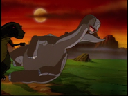 The Lone Dinosaur is knocked over