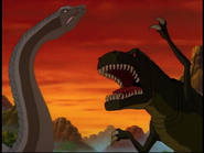 The Meanest Sharptooth raises his claw