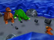 Littlefoot, Spike, and Petrie in a cutscene