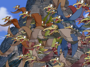 A number of pterosaur flaplings, with Petrie-morph Pteranodon alongside as-of-yet unidentified pterosaurs