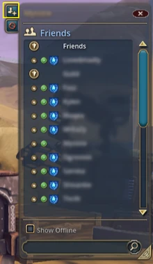 Shown Above and edited for emphasis: The Friend's List. The button in the highlighted with the yellow box is where you can click to easily add your friends no matter where they are.