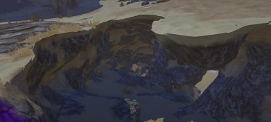 Above: an example the a cave opening (or "mouth") for a surface cave in  desert biome.