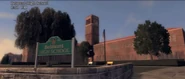 An in-mission cut scene view of the school