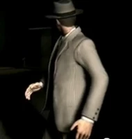 Cole, as he appears in the earliest L.A Noire trailer, along with the possible earliest model of The Outsider outfit.