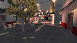 The shopping promenade in the western section of Chinatown (west of the West Gate)