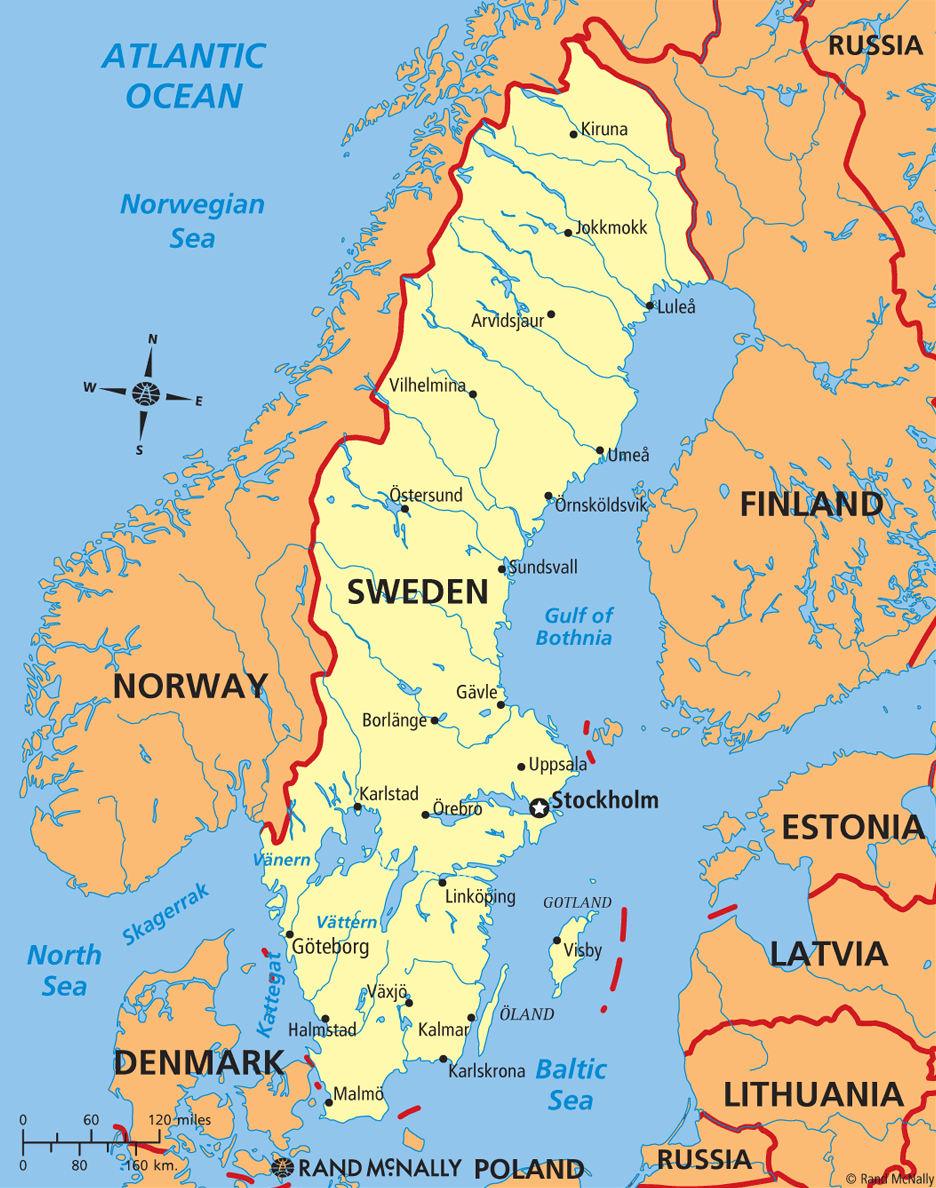 Карта южной швеции